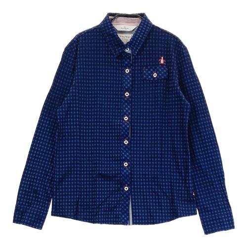Munsing wear 刺繍　チェック　長袖　ウエア　洗える MUNSING WEAR マンシングウェア 長袖シャツ チェック柄 レッド系