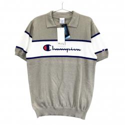 サイズ：L CHAMPION GOLF チャンピオンゴルフ  サマーニット襟付きTシャツ  ベージュ系 [240101459546] ゴルフウェア メンズ ストスト CHAMPION GOLF チャンピオンゴルフ サマーニット襟付きTシャツ