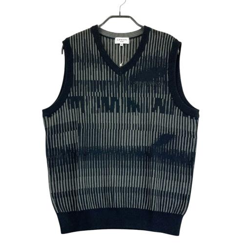 サイズ：40 LANVIN SPORT ランバン スポール  ニットベスト ウール混 総柄 ブラック系 [240101459911] ゴルフウェア メンズ ストスト LANVIN SPORT ランバン スポール ニットベスト ウール混 総柄