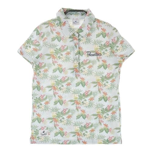 PARADISO パラディーゾ 半袖ポロシャツ 花 総柄 イエロー系