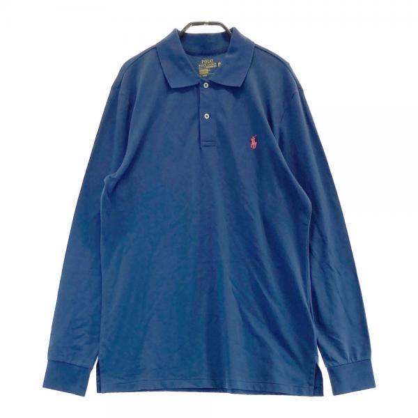 サイズ：M POLO RALPH LAUREN ポロ ラルフローレン  長袖ポロシャツ  ブルー系 [240101460620] ゴルフウェア メンズ ストスト POLO RALPH LAUREN ポロ ラルフローレン 長袖ポロシャツ ブルー