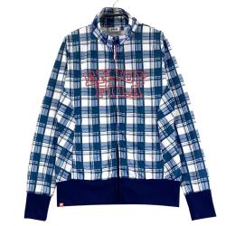 サイズ：M FILA GOLF フィラゴルフ  ジップジャケット チェック柄 ネイビー系 [240101460744] ゴルフウェア レディース ストスト FILA GOLF フィラゴルフ ジップジャケット チェック柄 ネイビー