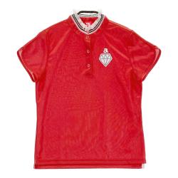 サイズ：38 ARCHIVIO アルチビオ  フリル 襟付き 半袖Tシャツ  レッド系 [240101460793] ゴルフウェア レディース ストスト ARCHIVIO アルチビオ フリル 襟付き 半袖Tシャツ レッド系