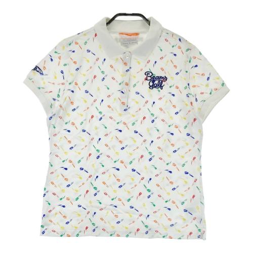 BEAMS GOLF ビームスゴルフ 半袖ポロシャツ 総柄 ネイビー系