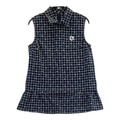 サイズ：00 PEARLY GATES パーリーゲイツ  襟付 ノースリーブTシャツ ハート 格子チェック柄 ネイビー系 [240101461295] ゴルフウェア レディース ストスト PEARLY GATES パーリーゲイツ 襟付 ノースリーブTシャツ ハート