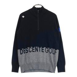 サイズ：L DESCENTE GOLF デサントゴルフ  ハーフジップ ニット セーター 総柄 ブラック系 [240101432015] ゴルフウェア レディース ストスト DESCENTE GOLF デサントゴルフ ハーフジップニットセーター