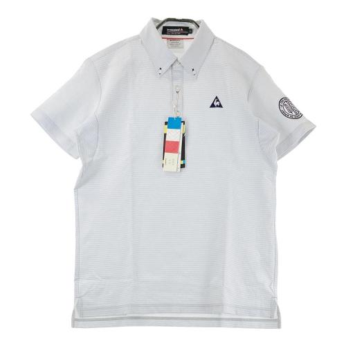 サイズ：L LE COQ GOLF ルコックゴルフ  半袖ポロシャツ ボタンダウン シアサッカー チェック柄 グレー系 [240101462384] ゴルフウェア メンズ ストスト LE COQ GOLF ルコックゴルフ 半袖ポロシャツ ボタンダウン シア