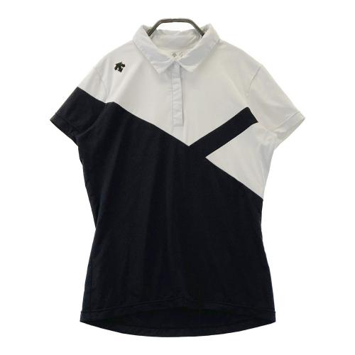 サイズ：L DESCENTE GOLF デサントゴルフ  フレンチスリーブ ポロシャツ  ブラック系 [240101433692] ゴルフウェア レディース ストスト デサントゴルフ DESCENTE ゴルフ ハーフジップスリーブレス