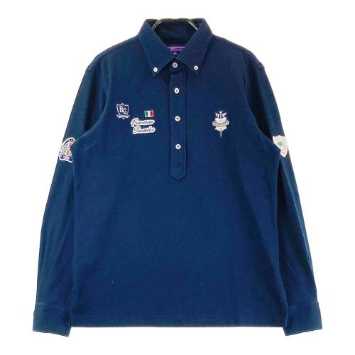 BEAMS GOLF ビームスゴルフ 半袖ポロシャツ 総柄 ネイビー系