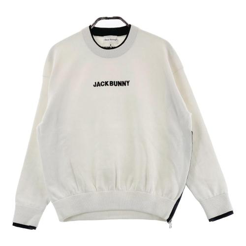 サイズ：2 JACK BUNNY ジャックバニー 2023年 モックネック ニットセーター ロゴ  ホワイト系 [240101411749] ゴルフウェア レディース ストスト JACK BUNNY ジャックバニー 2023年 モックネック ニットセーター
