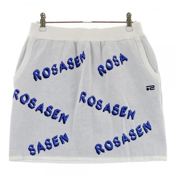 サイズ：M ROSASEN ロサーセン ; 裏地付き ニットスカート ロゴ総柄 ホワイト系 [240101463549] ゴルフウェア レディース ストスト ROSASEN ロサーセン ; 裏地付き ニットスカート ロゴ総柄