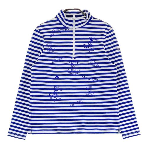 サイズ：M MUNSING WEAR マンシングウェア 2023年モデル ハーフジップ 半袖ポロシャツ  ブルー系 [240101442116] ゴルフウェア メンズ ストスト MUNSING WEAR マンシングウェア 2023年モデル ハーフジップ 半袖
