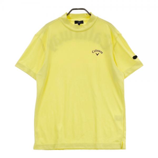 サイズ：L CALLAWAY キャロウェイ 2024年モデル ハイネック 半袖Tシャツ  イエロー系 [240101464089] ゴルフウェア メンズ ストスト CALLAWAY キャロウェイ 2024年モデル ハイネック 半袖Tシャツ