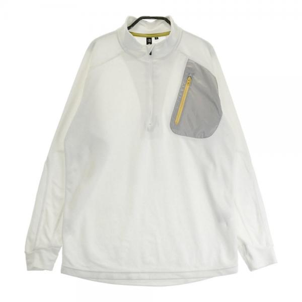 サイズ：M AND PER SE アンパスィ  起毛 ハーフジップ 長袖Tシャツ  ホワイト系 [240101464409] ゴルフウェア メンズ ストスト AND PER SE アンパスィ 起毛 ハーフジップ 長袖Tシャツ ホワイト