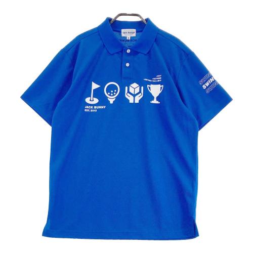 ジャックバニー 半袖 ポロシャツ 5 ブルー ホワイト 総柄 ゴルフ メンズ CHEERSシリーズ】COOLMAX半袖ポロシャツ ＜総柄プリント