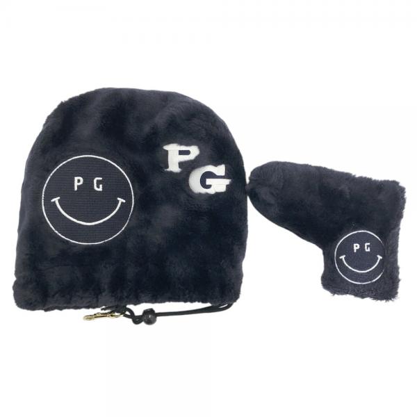 PEARLY GATES パーリーゲイツ  ヘッドカバー ニコちゃん ボア 2点セット  ネイビー系 IR PT [240101464920] ゴルフウェア ストスト PEARLY GATES パーリーゲイツ ヘッドカバー ニコちゃん ボア 2点