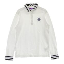 BEAMS GOLF M ホワイト長袖ポロシャツ BEAMS GOLF ストレッチポロシャツ ホワイト 長袖