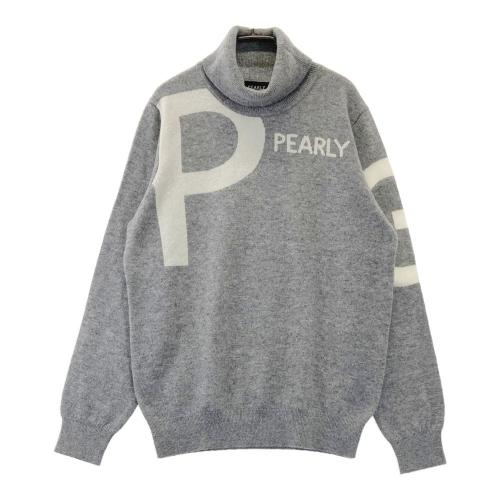 サイズ：0 PEARLY GATES パーリーゲイツ  カシミヤ ニットセーター ビックロゴ  グレー系 [240101422925] ゴルフウェア レディース ストスト PEARLY GATES パーリーゲイツ カシミヤ ニットセーター