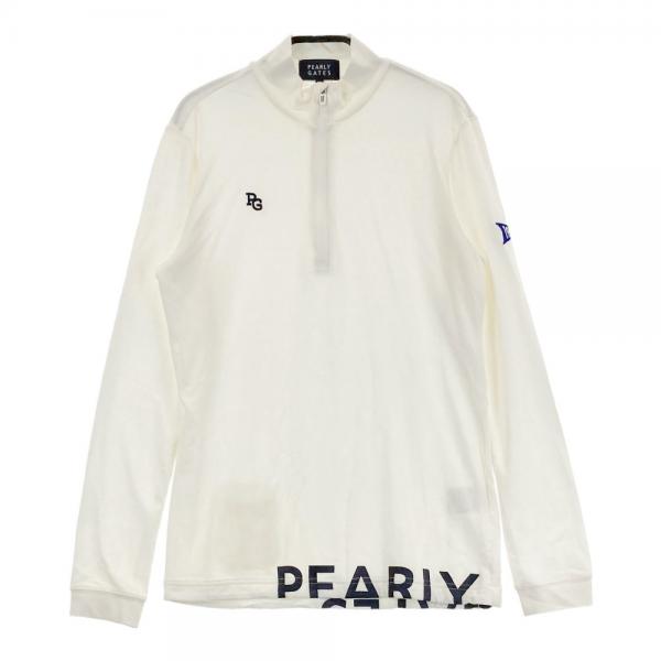 サイズ：1 PEARLY GATES パーリーゲイツ  ハーフジップ 長袖Tシャツ  ホワイト系 [240101465236] ゴルフウェア レディース ストスト PEARLY GATES パーリーゲイツ ハーフジップ 長袖Tシャツ