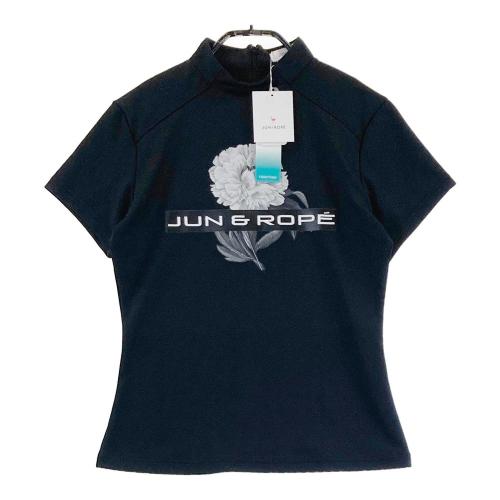 サイズ：M JUN&amp;ROPE ジュン アンド ロペ ERM-11010 半袖襟付Tシャツ  ブラック系 [240101416591] ゴルフウェア レディース ストスト JUN&ROPE ジュン アンド ロペ ERM-11010 半袖襟付Tシャツ