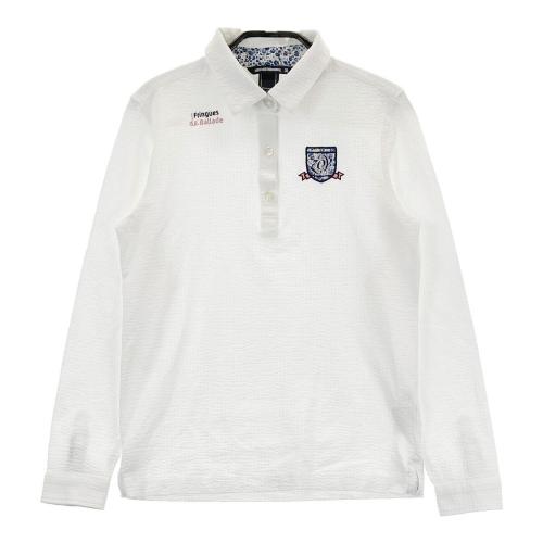 サイズ：38 ZOY ゾーイ 071719076 長袖ポロシャツ シアサッカー ストライプ ピンク系 [240101416516] ゴルフウェア レディース ストスト ZOY ゾーイ 長袖ポロシャツ シアサッカー ピンク系 サイズ：38