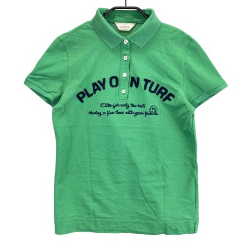 サイズ：36 ADABAT アダバット  半袖ハイネックニットTシャツ  グリーン系 [240101460261] ゴルフウェア レディース ストスト ADABAT アダバット 半袖ハイネックニットTシャツ グリーン系