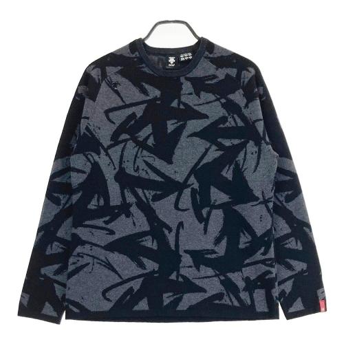 サイズ：L DESCENTE GOLF デサントゴルフ  ハーフジップ ニット セーター 総柄 ブラック系 [240101432015] ゴルフウェア レディース ストスト DESCENTE GOLF デサントゴルフ ハーフジップニットセーター