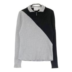 coco 中古 デサントゴルフ DESCENTE GOLF レディース ブルゾン L 黒×白 ブラック 長袖フルジップ ニット ボーダー レディース アウター | デサントゴルフ公式