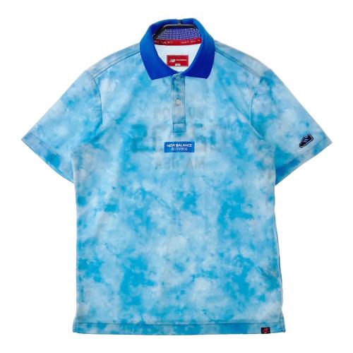 サイズ：6 NEW BALANCE GOLF ニューバランス  長袖ポロシャツ 裏起毛 ロゴ総柄 ブルー系 [240101427148] ゴルフウェア メンズ ストスト NEW BALANCE GOLF ニューバランス 長袖ポロシャツ 裏起毛 ロゴ総