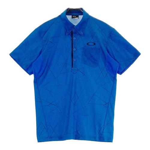 サイズ：L OAKLEY オークリー 434183JP 半袖ポロシャツ ボタンダウン 総柄 ネイビー系 [240101461247] ゴルフウェア メンズ ストスト OAKLEY オークリー 434183JP 半袖ポロシャツ ボタンダウン 総柄