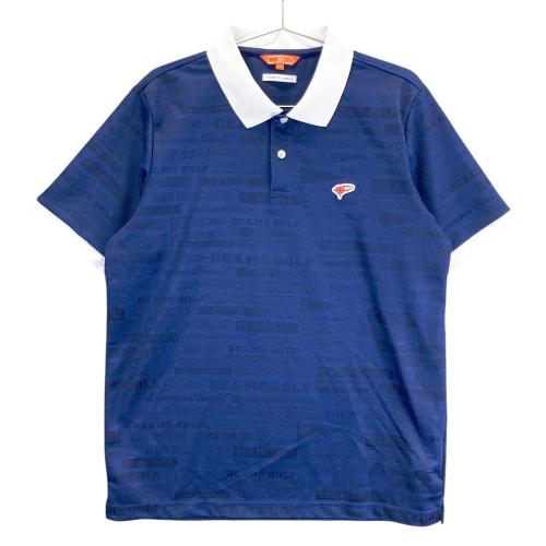 BEAMS GOLF ビームスゴルフ 半袖ポロシャツ 総柄 ネイビー系
