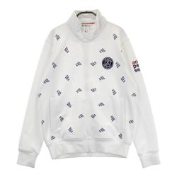 サイズ：M AND PER SE アンパスィ  ジップジャケット ロゴ 総柄 ホワイト系 [240101466898] ゴルフウェア メンズ ストスト AND PER SE アンパスィ ジップジャケット ロゴ 総柄 ホワイト系