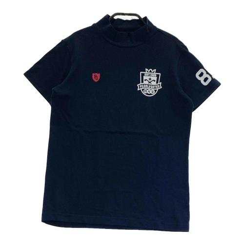 サイズ：0 PEARLY GATES パーリーゲイツ  モックネック フリル付 半袖Tシャツ ハート柄 グレー系 [240101438230] ゴルフウェア レディース ストスト PEARLY GATES パーリーゲイツ モックネック フリル付 半袖T