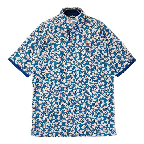 サイズ：M MUNSING WEAR マンシングウェア MGMTJA03 半袖ポロシャツ 総柄 ブルー系 [240101442111] ゴルフウェア メンズ ストスト MUNSING WEAR マンシングウェア MGMTJA03 半袖ポロシャツ 総柄
