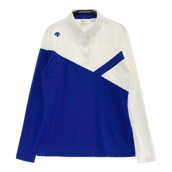 サイズ：M DESCENTE GOLF デサントゴルフ  ハーフジップ長袖ポロシャツ  ブルー系 [240101423432] ゴルフウェア レディース ストスト DESCENTE GOLF デサントゴルフ ハーフジップ長袖ポロシャツ