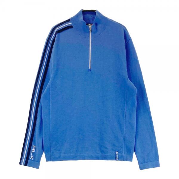 サイズ：S RLX ラルフローレン  裏起毛 ハーフジップ 長袖Tシャツ  ネイビー系 [240101472826] ゴルフウェア メンズ ストスト サイズ：S RLX ラルフローレン 裏起毛 ハーフジップ 長袖Tシャツ