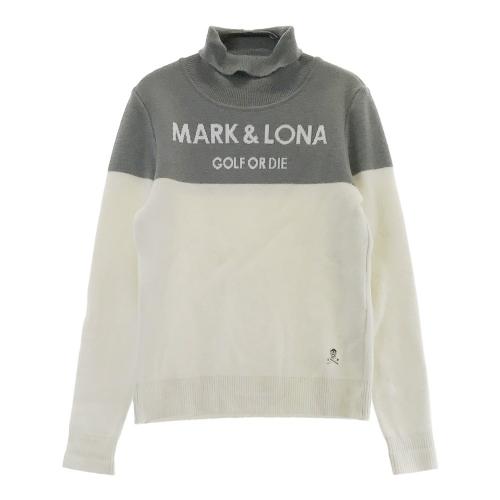 サイズ：36 MARK&LONA マークアンドロナ  ニットセーター　ロゴ  ブラック系 [240101356805] ゴルフウェア レディース ストスト MARK&LONA マークアンドロナ ニットセーター ロゴ ブラック系