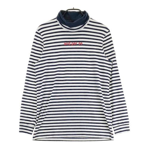 サイズ：L AND PER SE アンパスィ  タートルネック 長袖Tシャツ ボーダー柄 ブルー系 [240101429200] ゴルフウェア メンズ ストスト AND PER SE アンパスィ タートルネック 長袖Tシャツ ボーダー柄