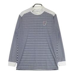 サイズ：LL AND PER SE アンパスィ  ハイネック 長袖Tシャツ ボーダー柄 グリーン系 [240101495707] ゴルフウェア メンズ ストスト AND PER SE アンパスィ タートルネック 長袖Tシャツ ボーダー柄