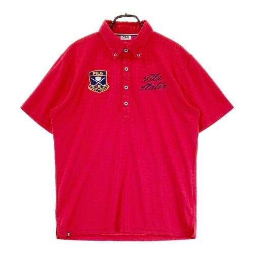FILA GOLF フィラゴルフ 半袖ポロシャツ 千鳥柄 レッド系 サイズ
