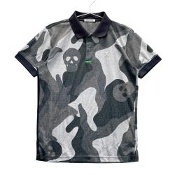 MARK&LONAマークアンドロナ スカル迷彩ポロシャツ （ラメカーキ系）L MARK&LONA(マークアンドロナ) ポロシャツ｜中古ゴルフウェア通販