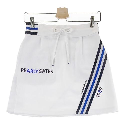 サイズ：0 PEARLY GATES パーリーゲイツ 2023年モデル ; ボア ジップスカート ニコちゃん カレッジロゴ ホワイト系 [240101351062] ゴルフウェア レディース ストスト PEARLY GATES パーリーゲイツ 2023年モデル ; ボア ジップ