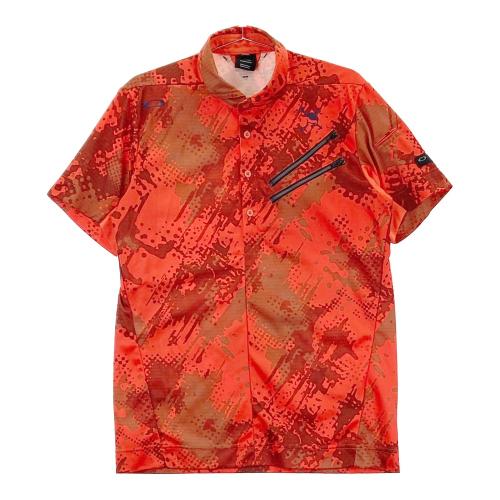 新品★OAKLEY　半袖ポロシャツ　オレンジ OAKLEY オークリー 2023年モデル 半袖ポロシャツ ロゴ刺繍 総柄