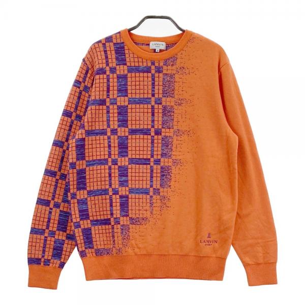 サイズ：38 LANVIN SPORT ランバン スポール  ニットセーター 総柄 オレンジ系 [240101470454] ゴルフウェア メンズ ストスト LANVIN SPORT ランバン スポール ニットセーター 総柄 オレンジ