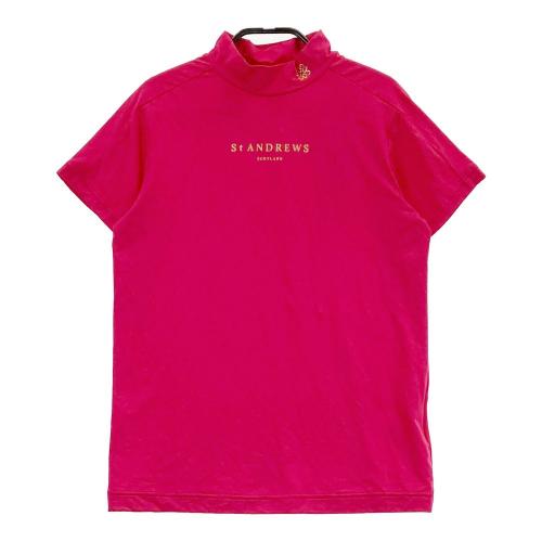 サイズ：S ST ANDREWS セントアンドリュース  ハイネック 半袖Tシャツ フリル  レッド系 [240101470779] ゴルフウェア レディース ストスト 新品】ST ANDREWS セントアンドリュース ハイネック 半袖Tシャツ