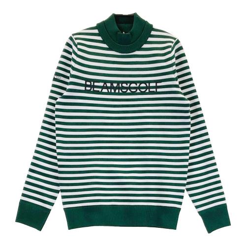 サイズ：S BEAMS GOLF ビームスゴルフ 2025年 モックネック ニット セーター ボーダー グリーン系 [240101470959] ゴルフウェア レディース ストスト BEAMS GOLF ビームスゴルフ 2025年 モックネック ニット