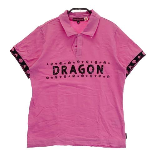 サイズ：2 DANCE WITH DRAGON ダンスウィズドラゴン  半袖モックネックTシャツ ボーダー ピンク系 [240101416012] ゴルフウェア レディース ストスト DANCE WITH DRAGON ダンスウィズドラゴン 半袖モックネックT