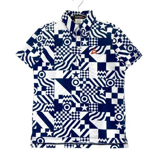サイズ：M LE COQ GOLF ルコックゴルフ  半袖ポロシャツ ペイント プリント  ネイビー系 [240101413162] ゴルフウェア メンズ ストスト LE COQ GOLF ルコックゴルフ 半袖ポロシャツ ペイント プリント