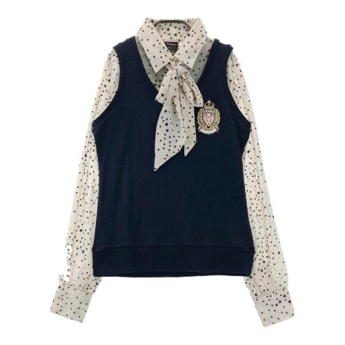 サイズ：38 LANVIN SPORT ランバン スポール  レイヤード風 ハイネック ニットセーター  ホワイト系 [240101418267] ゴルフウェア レディース ストスト LANVIN SPORT ランバン スポール レイヤード風 ハイネック