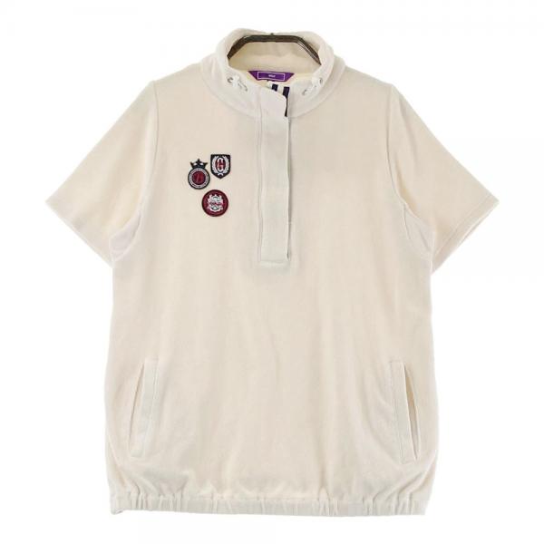 サイズ：M BEAMS GOLF ビームスゴルフ  ハーフジップ半袖Tシャツ パイル地  ホワイト系 [240101472728] ゴルフウェア レディース ストスト BEAMS GOLF ビームスゴルフ ハーフジップ半袖Tシャツ パイル地